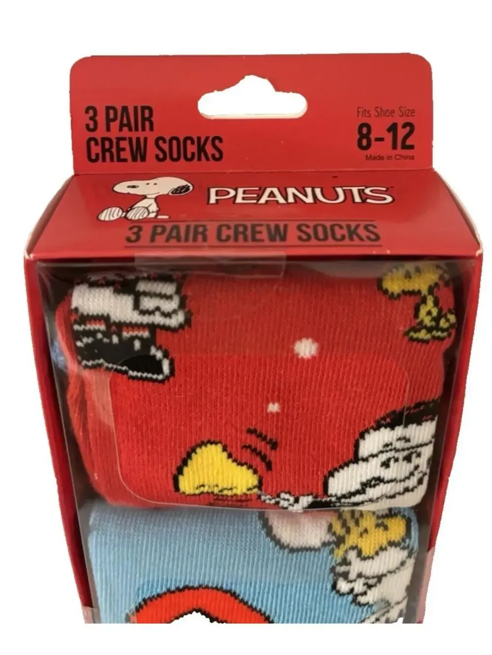 Bioworld Peanuts Snoopy Woodstock Holiday Crew Socks Men 8-12 Size Style 3 Pairs